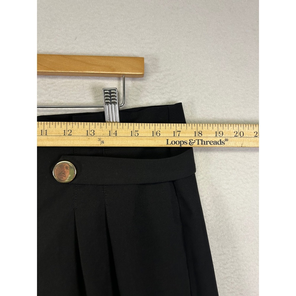 Dark‎ Academia Worthington Womens 12 Black Pleated Gold Button Wide Leg Culottes - Picture 7 of 14